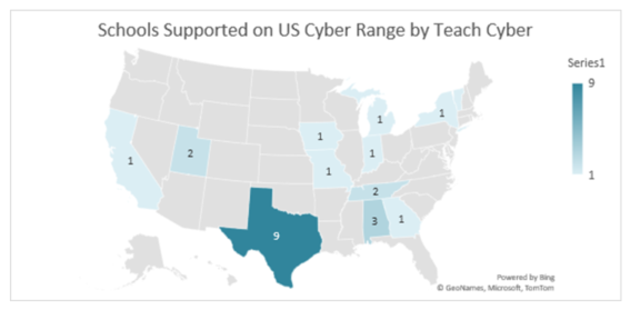 US Map with Teach Cyber schools